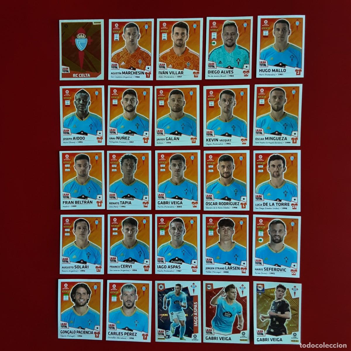 Cromos de f&uacute;tbol: EQUIPO COMPLETO CELTA LALIGA TOTAL TEMPORADA 2022 2023 22 23 PANINI NUNCA PEGADO