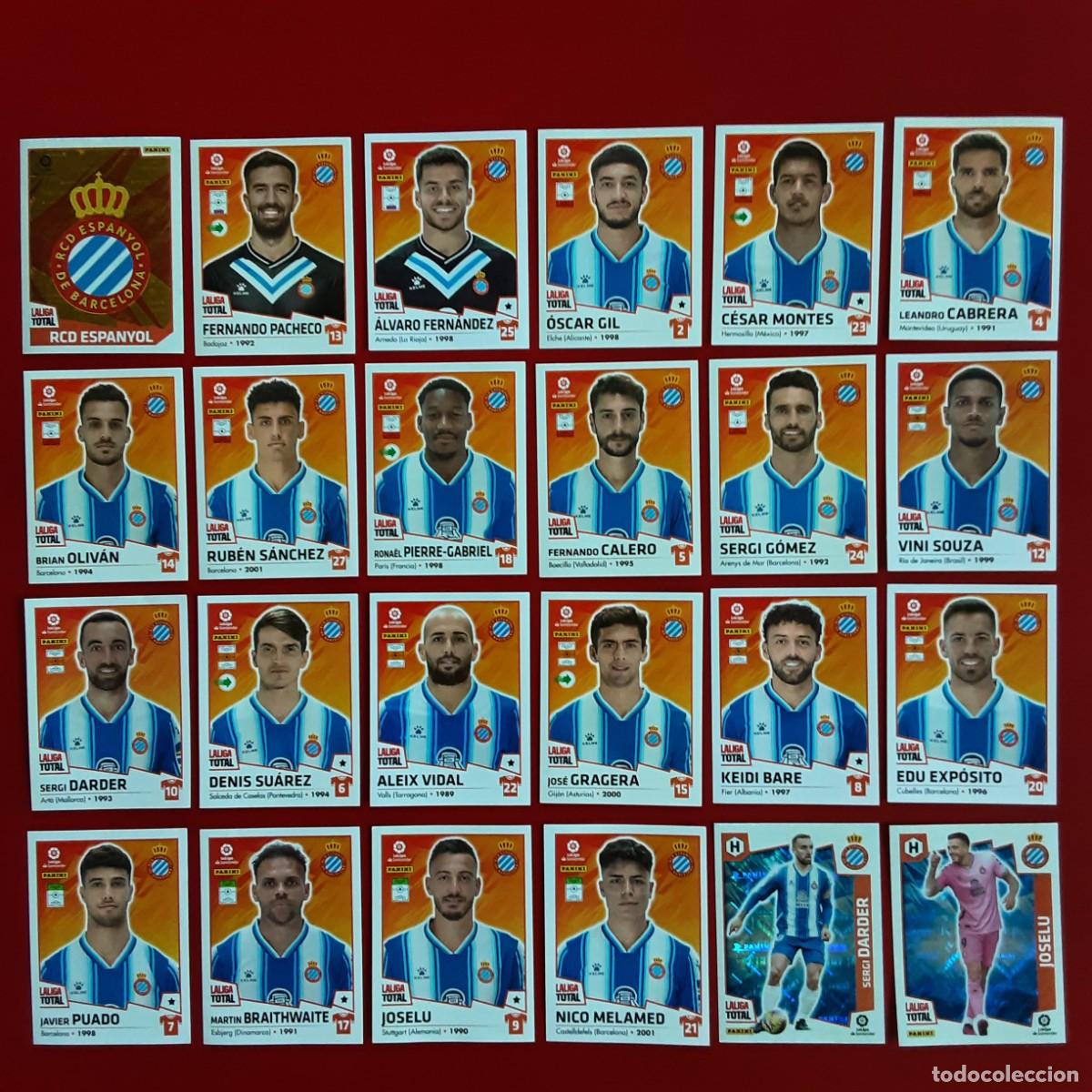 Cromos de f&uacute;tbol: EQUIPO COMPLETO ESPA&Ntilde;OL LALIGA TOTAL TEMPORADA 2022 2023 22 23 PANINI NUNCA PEGADO
