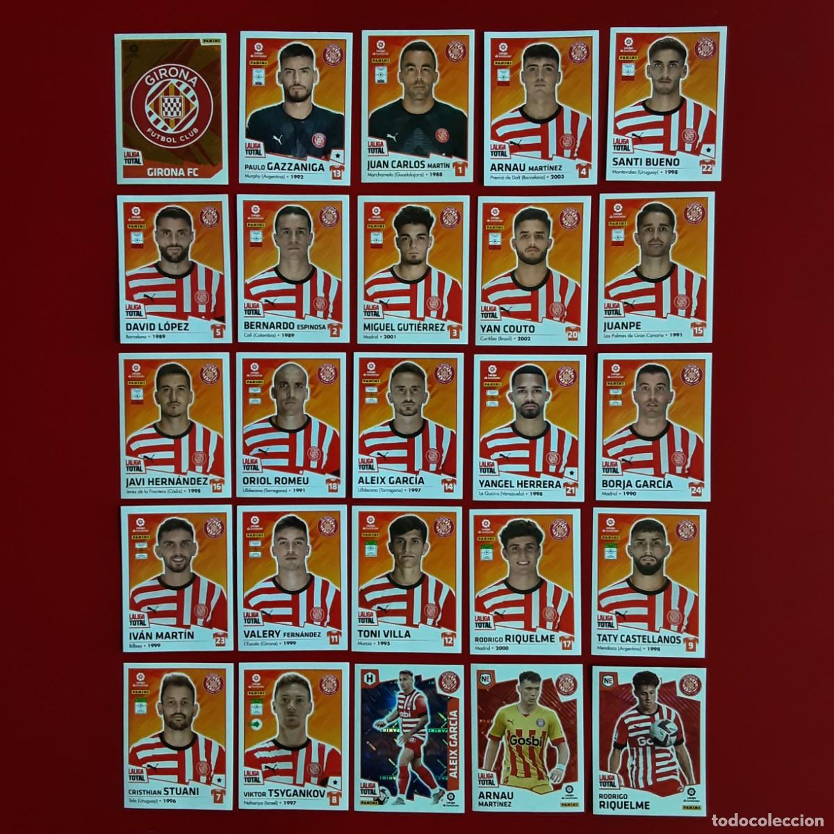 Fu&szlig;ball-Sticker: EQUIPO COMPLETO GIRONA LALIGA TOTAL TEMPORADA 2022 2023 22 23 PANINI NUNCA PEGADO