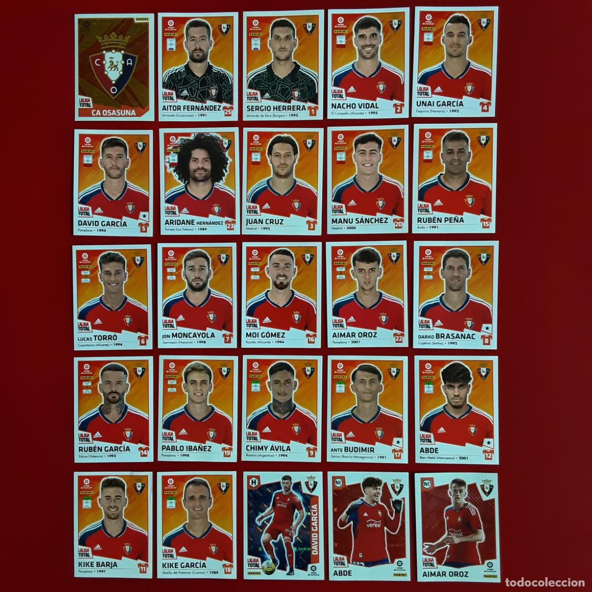Figurine di Calcio: EQUIPO COMPLETO OSASUNA LALIGA TOTAL TEMPORADA 2022 2023 22 23 PANINI NUNCA PEGADO