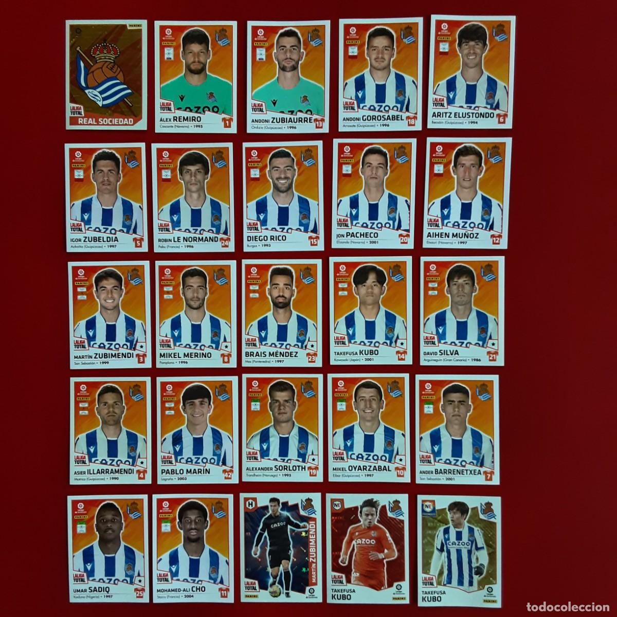 Figurine di Calcio: EQUIPO COMPLETO REAL SOCIEDAD LALIGA TOTAL TEMPORADA 2022 2023 22 23 PANINI NUNCA PEGADO MIK. MERINO