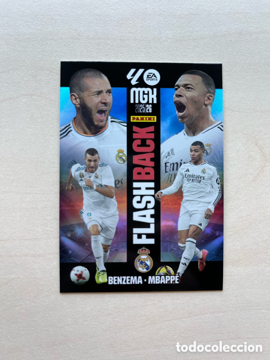 Cromos de f&uacute;tbol: Benzema & Mbapp&eacute; Flashback Megacracks 2025-26 - Real Madrid