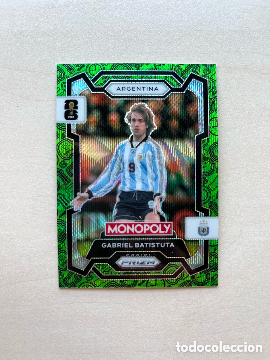 Cromos de f&uacute;tbol: Batistuta Paralelo Verde Prizm Monopoly Mundial 2026 - Argentina