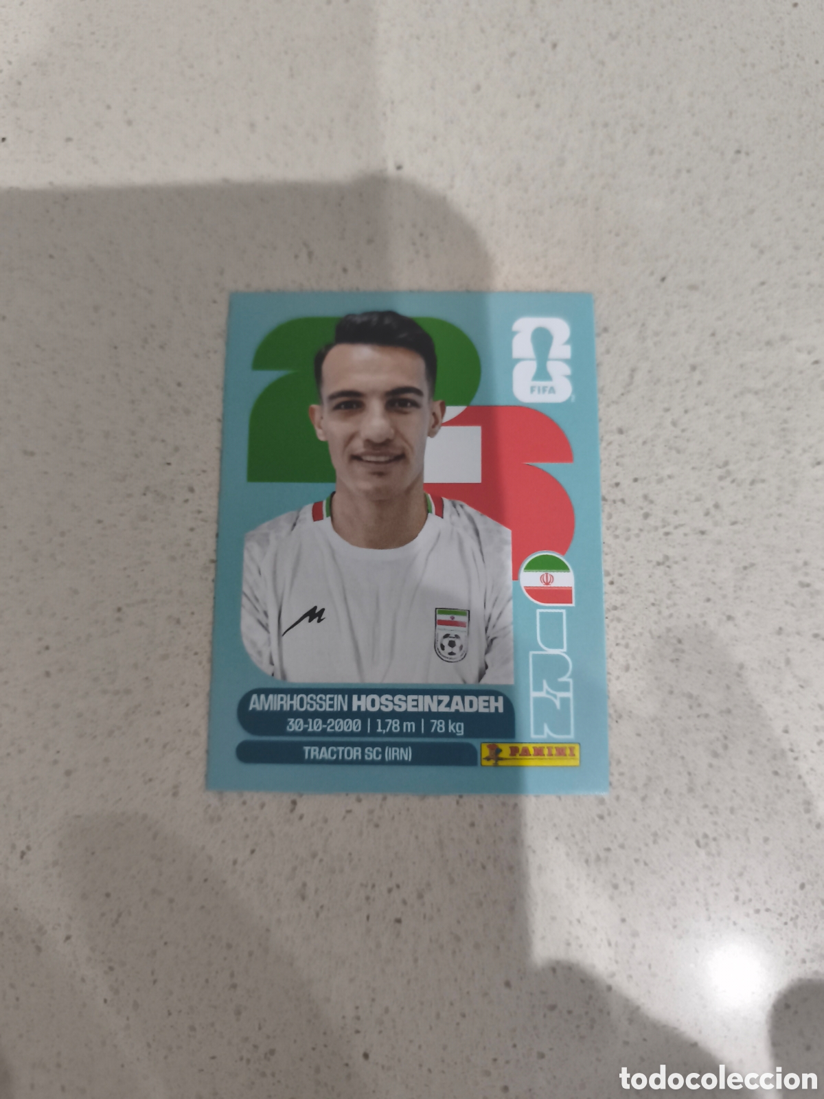 Football Stickers: CROMO HOSSEINZADEH IRAN. SET ACTUALIZACI&Oacute;N MUNDIAL 2026. PANINI.