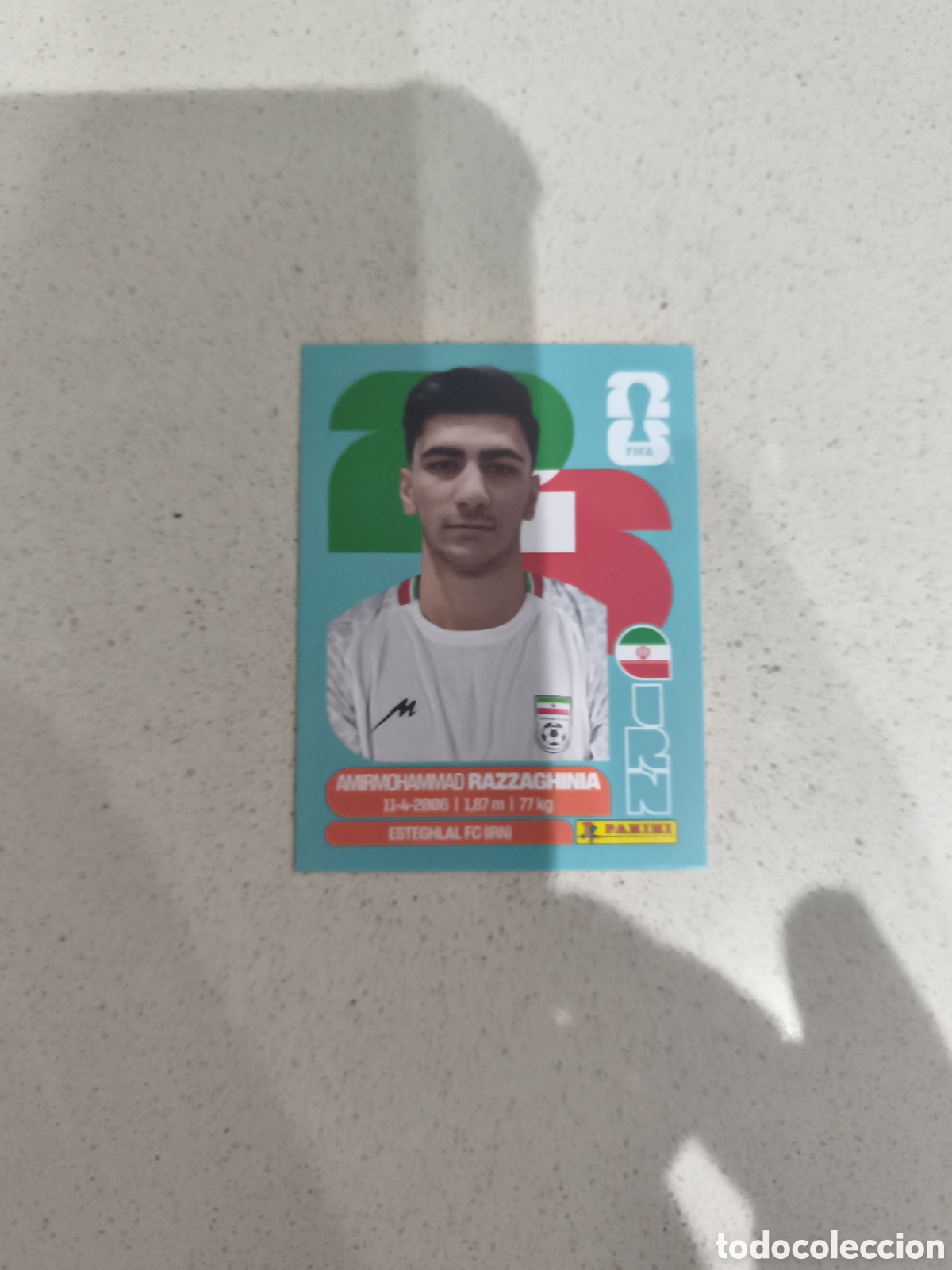 Football Stickers: CROMO RAZZAGHINIA IRAN. SET ACTUALIZACI&Oacute;N MUNDIAL 2026. PANINI.