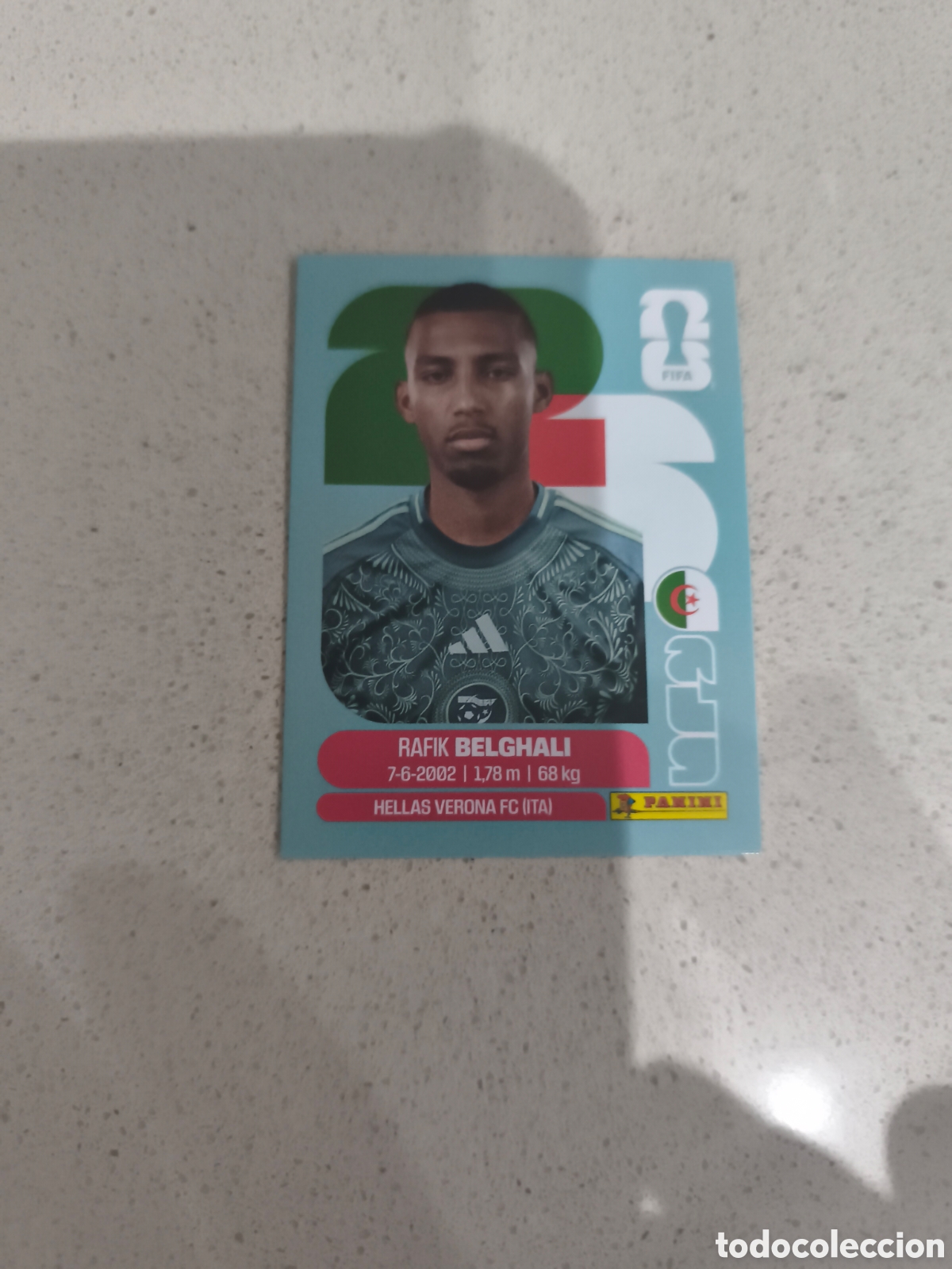Cartes &agrave; collectionner de Football: CROMO BELGHALI ZIDANE ARGELIA. SET ACTUALIZACI&Oacute;N MUNDIAL 2026. PANINI.