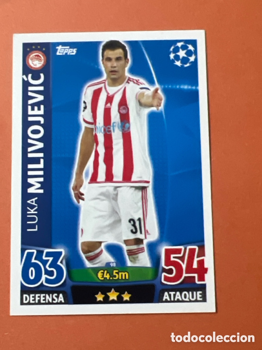 Cromos de f&uacute;tbol: C6473. 98 Luka Milivojevic - Olympiacos Topps Match Attax 2015 2016 UEFA Champions League
