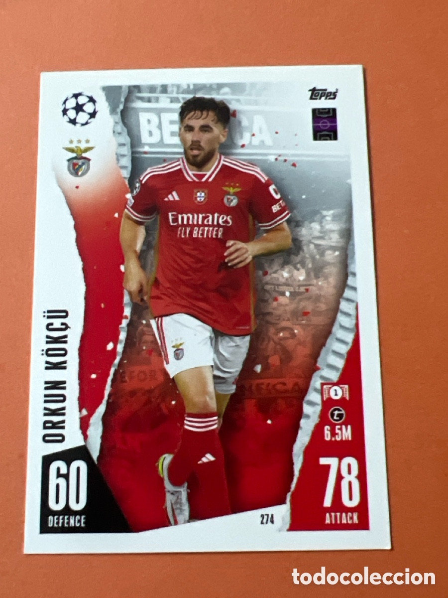 Cromos de f&uacute;tbol: C6486. 274 ORKUN KOK&Ccedil;U BENFICA MATCH ATTAX 2023 2024 TOPPS
