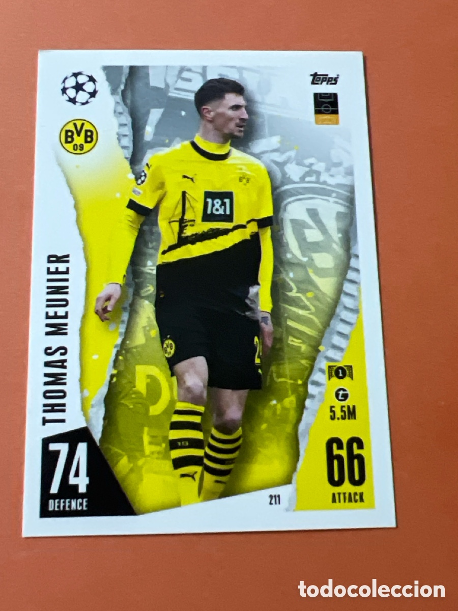 Cromos de f&uacute;tbol: C6503. 211 THOMAS MEUNIER BORUSSIA DORTMUND MATCH ATTAX 2023 2024 TOPPS