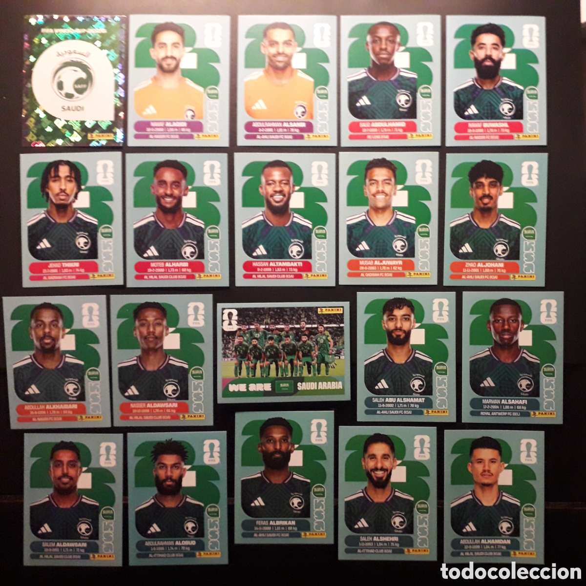 Cromos de f&uacute;tbol: 20 CROMOS ARABIA SAUD&Iacute; EQUIPO COMPLETO MUNDIAL F&Uacute;TBOL 2026 FIFA WORLD CUP PANINI SIN PEGAR