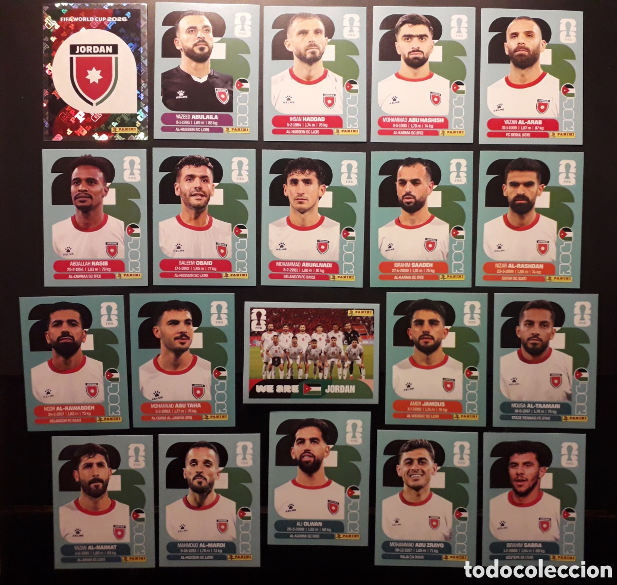 Cromos de f&uacute;tbol: 20 CROMOS JORDANIA EQUIPO COMPLETO MUNDIAL F&Uacute;TBOL 2026 FIFA WORLD CUP PANINI SIN PEGAR