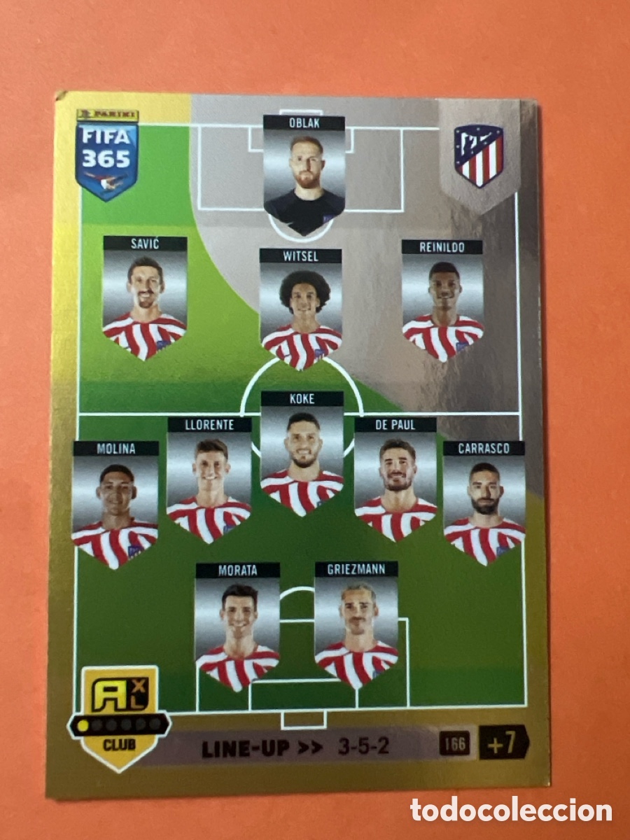 Cromos de f&uacute;tbol: C6524. C5702. Panini Adrenalyn FIFA 365 2022 2023 22 23 166 line up Atl&eacute;tico de Madrid