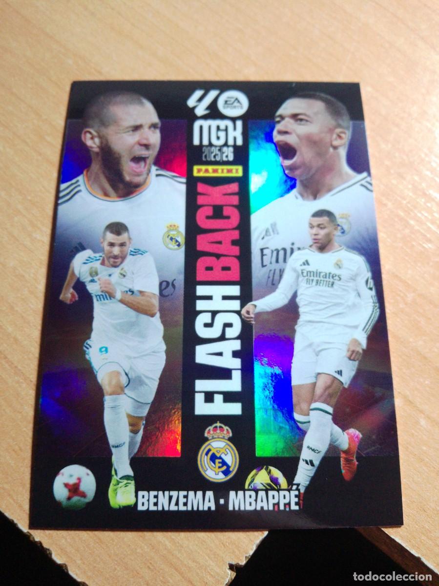 Cromos de f&uacute;tbol: 425 FLASH BACK MBAPPE Y BENZEMA REAL MADRID 25 26 MGK 2025 2026 MEGACRACKS NUEVO