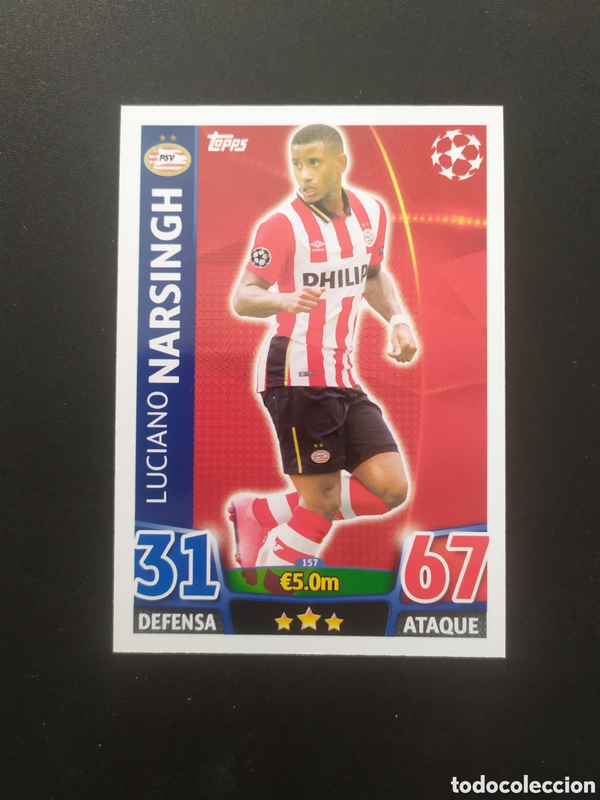 Cromos de f&uacute;tbol: UEFA Champions match attax topps 2015 2016 15 16 Narsingh n&deg; 157 PSV Eindhoven