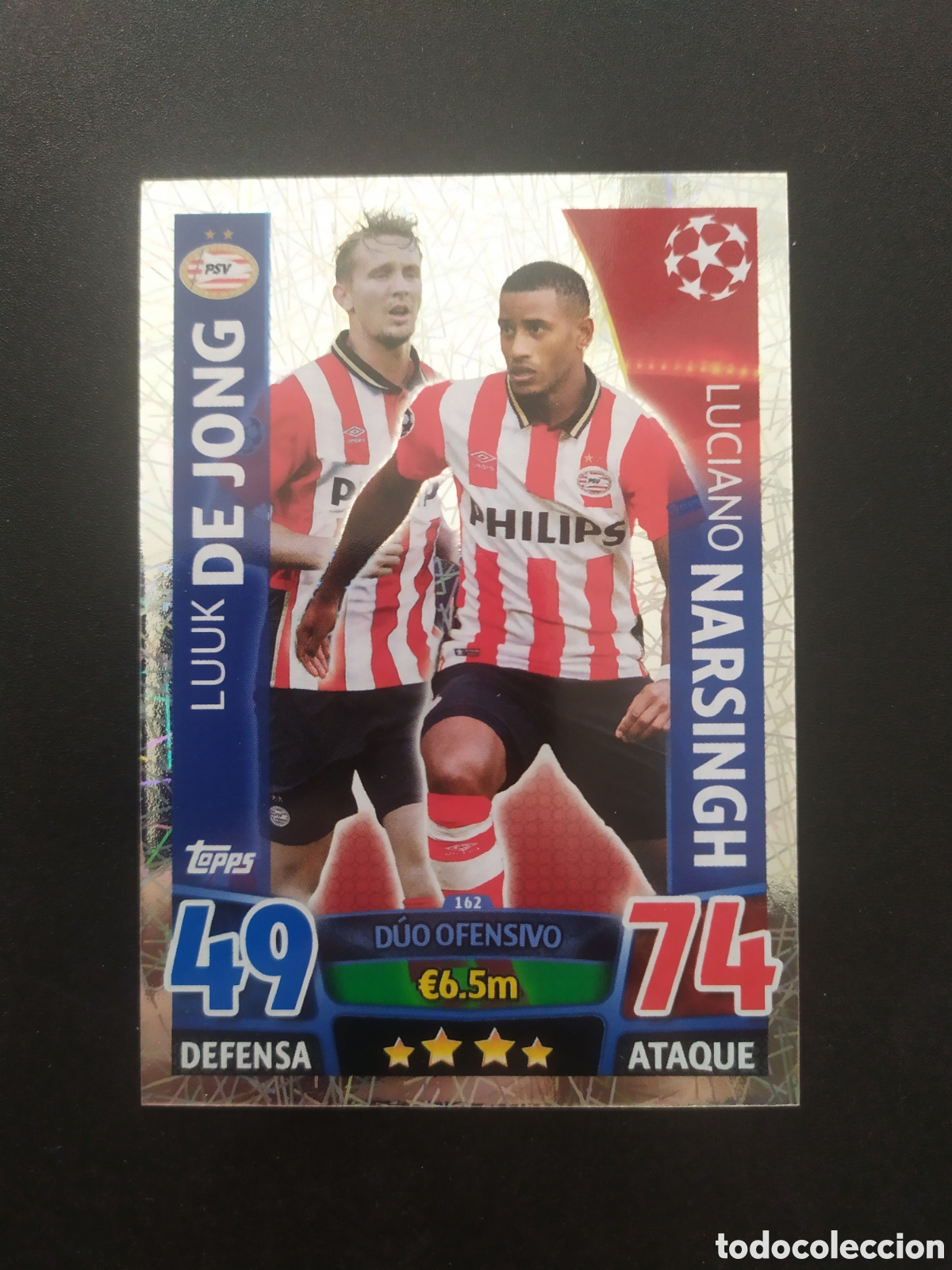 Cromos de f&uacute;tbol: UEFA Champions match attax topps 2015 2016 15 16 De Jong Narsingh n&deg; 162 PSV Eindhoven