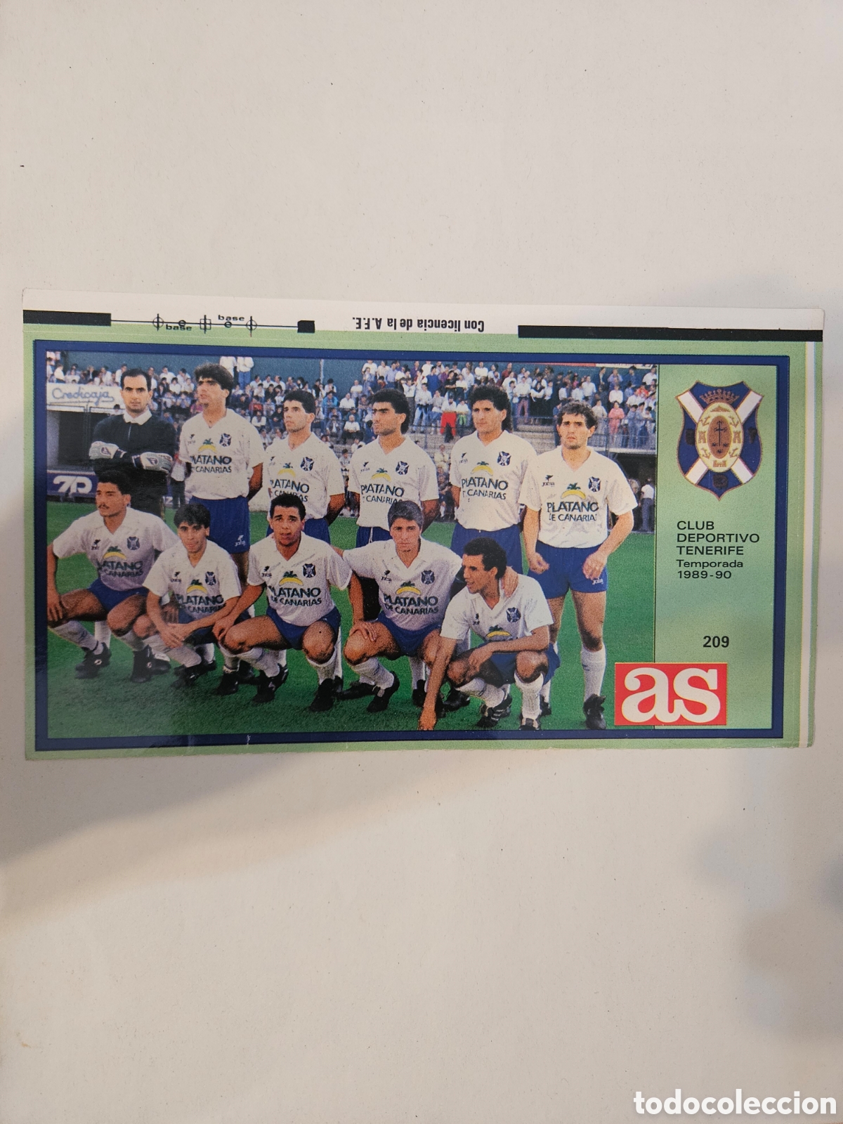Cromos de f&uacute;tbol: DIARIO AS LOS ASES DE LA LIGA 89 90 1989 1990 CROMO NUNCA PEGADO PLANTILLA N&ordm; 209 TENERIFE