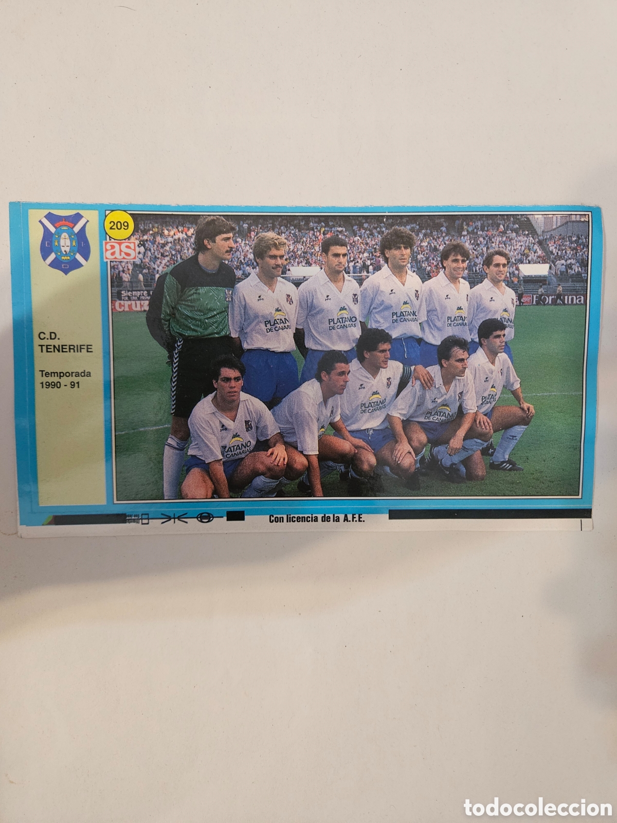 Cromos de f&uacute;tbol: TENERIFE ALINEACION AS 90 91 CROMOS 1990 1991 FUTBOL LIGA - SIN PEGAR - 209