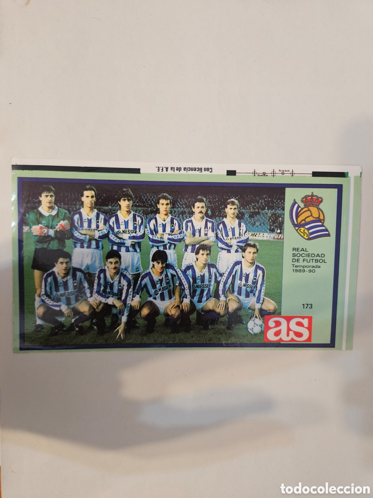 Cromos de f&uacute;tbol: CROMO ASES LIGA 1989 1990 173 ALINEACION REAL SOCIEDAD - SIN PEGAR ALBUM 89 90 AS 17 X 10 CMS