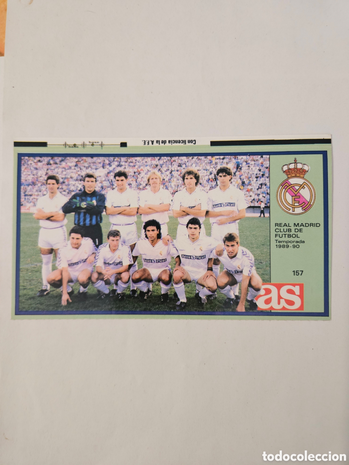 Cromos de f&uacute;tbol: REAL MADRID 157 ALBUM AS 1989-90 ALINEACION. SIN PEGAR