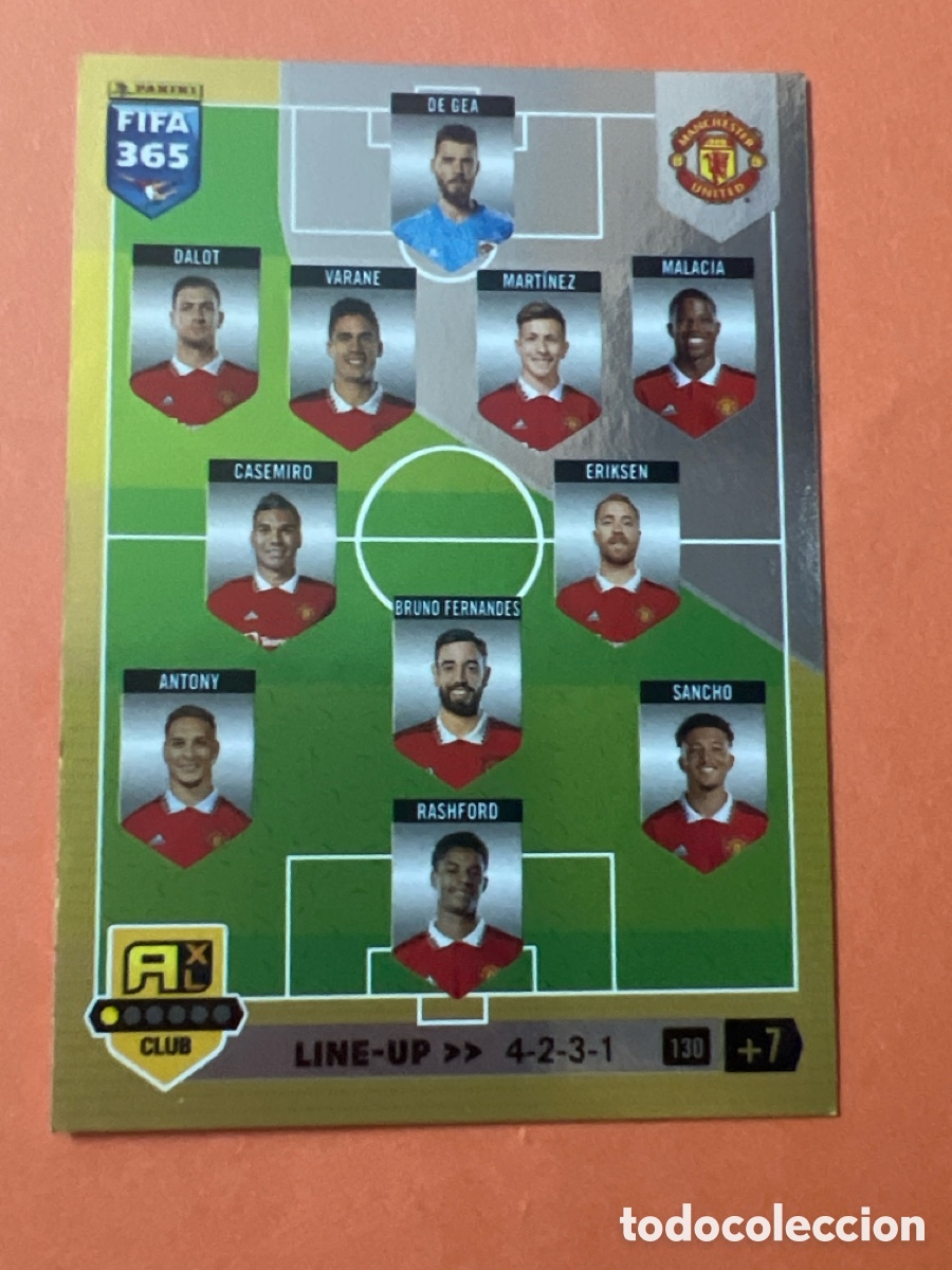 Cromos de f&uacute;tbol: C6537. 130 LINE-UP MANCHESTER UNITED ADRENALYN FIFA 365 2023