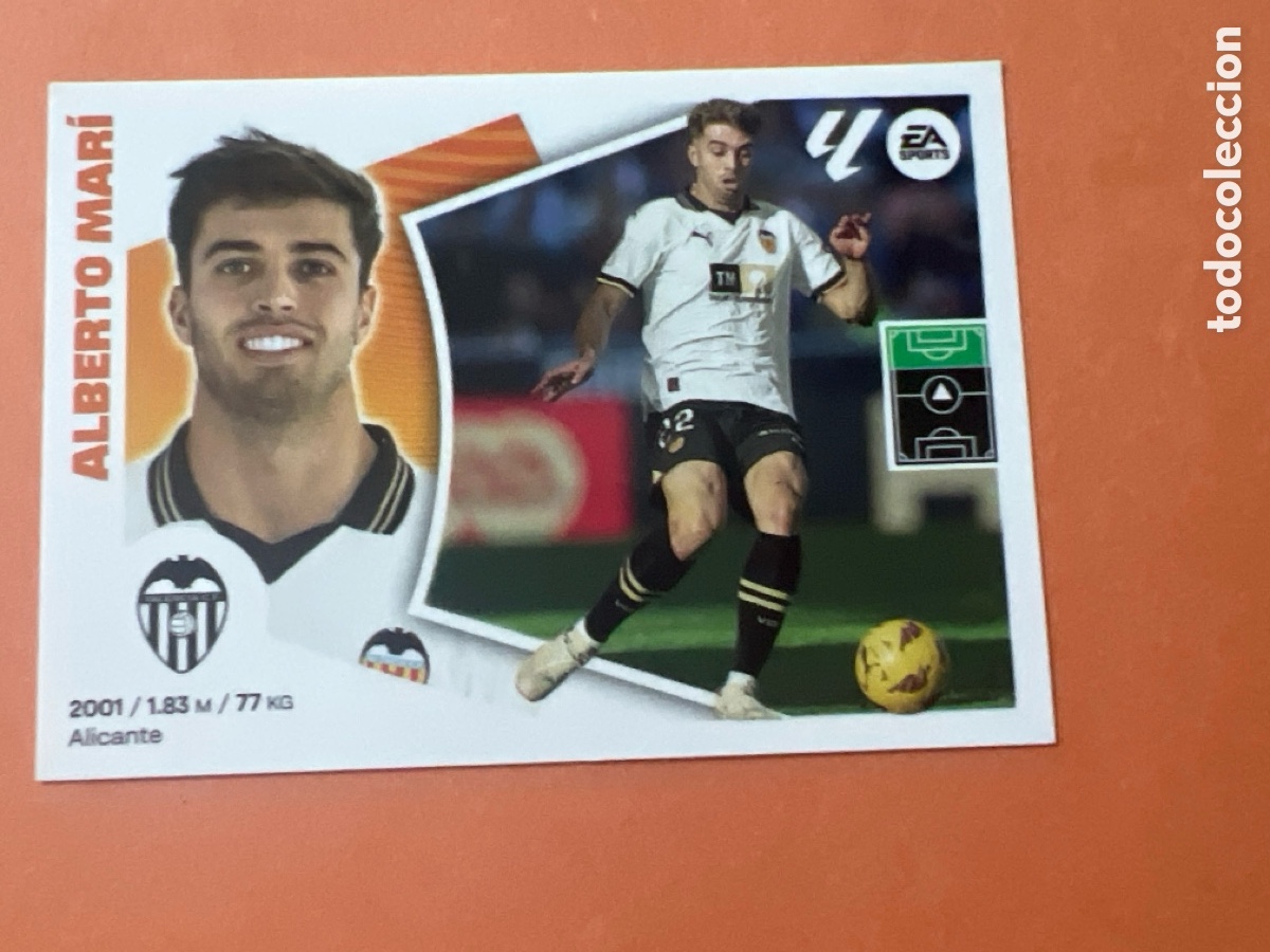 Cromos de f&uacute;tbol: C6554. 19 Alberto Mar&iacute;, Valencia CF, Panini Ediciones Liga Este 2024 2025 24 25
