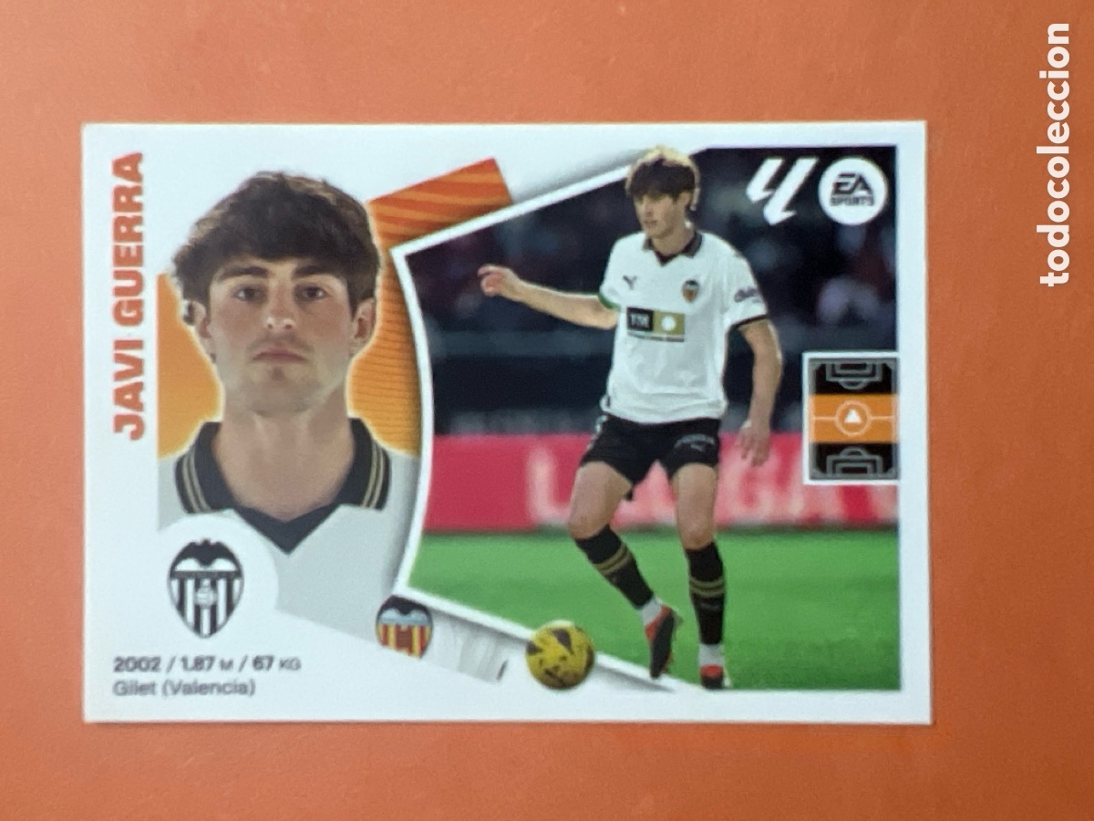 Cromos de f&uacute;tbol: C6562. N&ordm; 13 JAVI GUERRA VALENCIA LIGA ESTE 24 25 2024 2025 SIN PEGAR NUNCA PEGADO