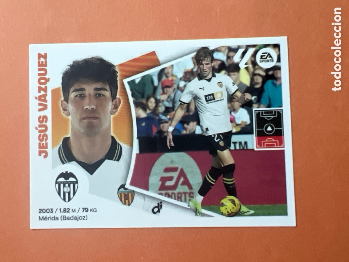 Cromos de f&uacute;tbol: C6568. 9B Jes&uacute;s V&aacute;zquez, Valencia CF, Panini Ediciones Liga Este 2024 2025 24 25, 9 B