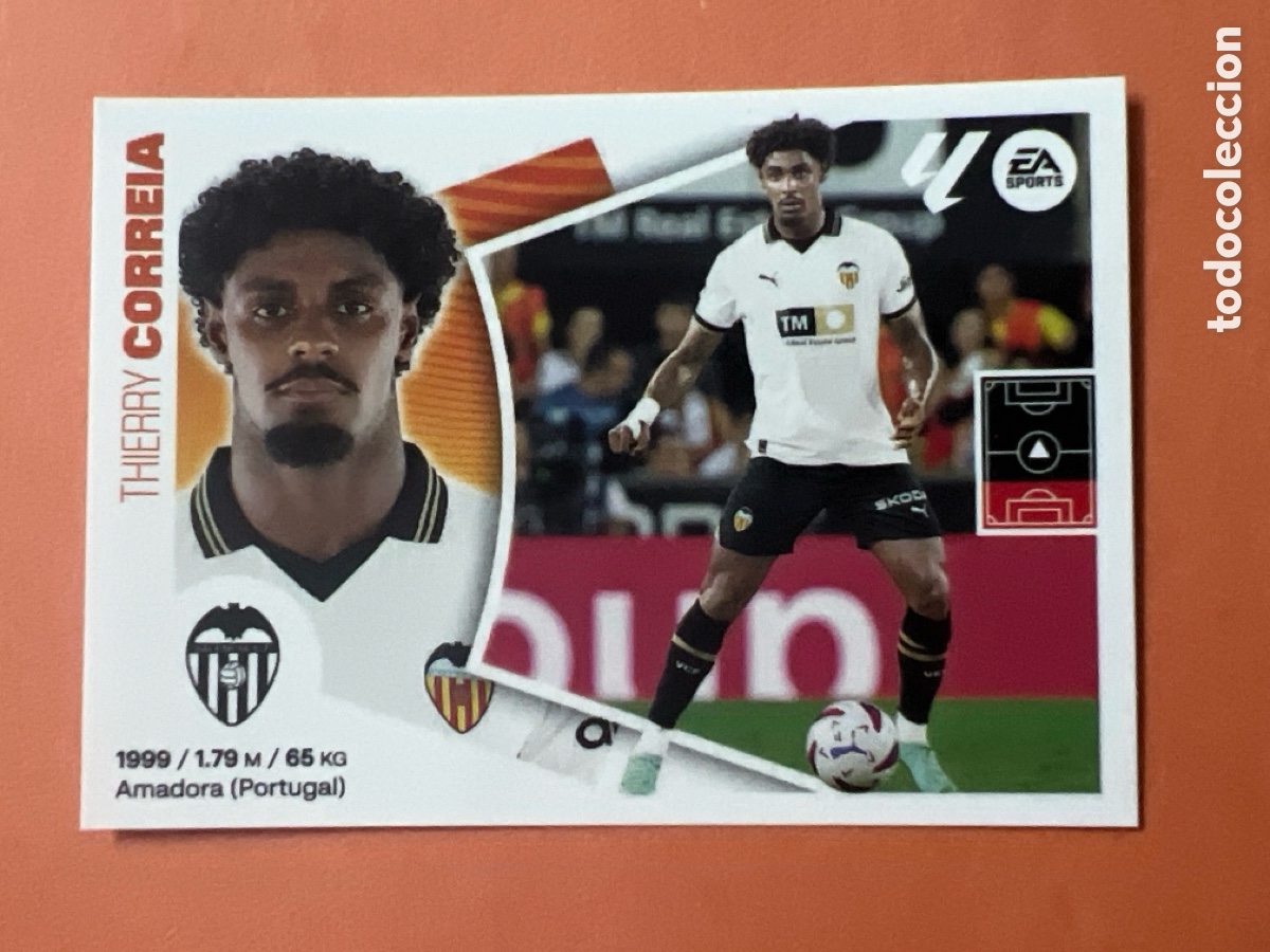 Cromos de f&uacute;tbol: C6576. 6 Thierry Correia, Valencia CF, Panini Ediciones Liga Este 2024 2025 24 25