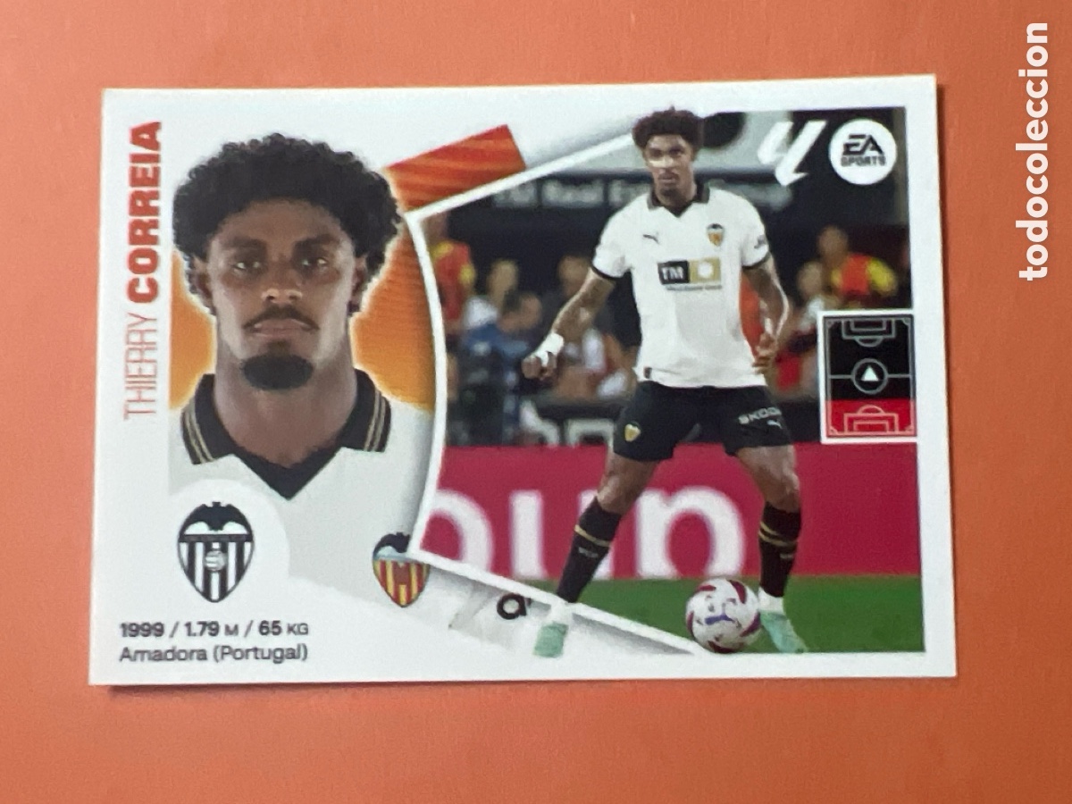 Cromos de f&uacute;tbol: C6577. 6 Thierry Correia, Valencia CF, Panini Ediciones Liga Este 2024 2025 24 25