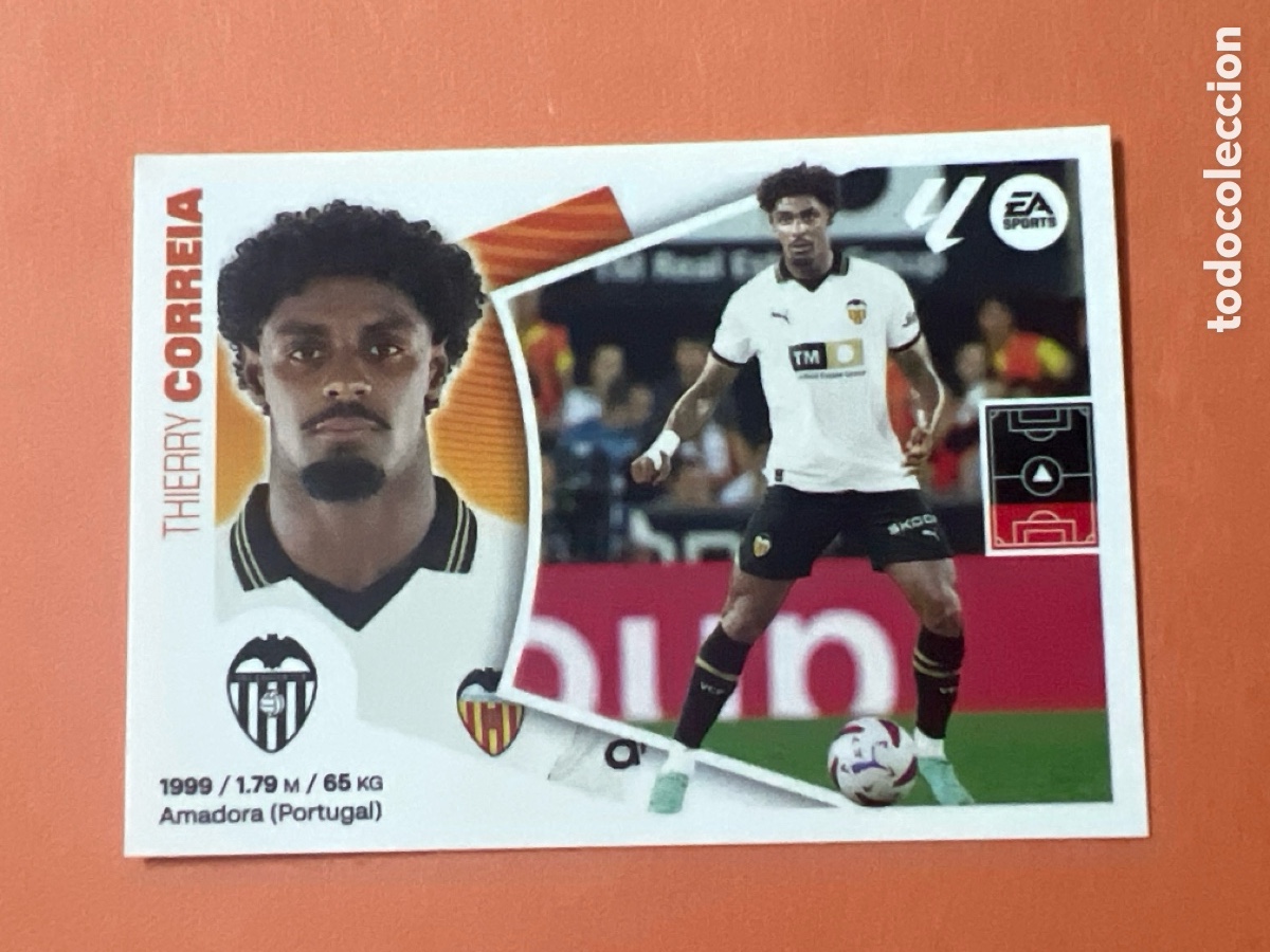 Cromos de f&uacute;tbol: C6579. 6 Thierry Correia, Valencia CF, Panini Ediciones Liga Este 2024 2025 24 25