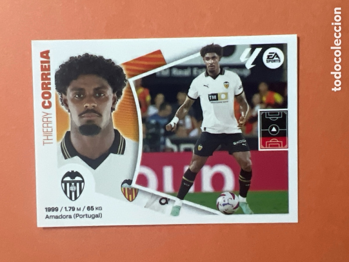 Cromos de f&uacute;tbol: C6580. 6 Thierry Correia, Valencia CF, Panini Ediciones Liga Este 2024 2025 24 25