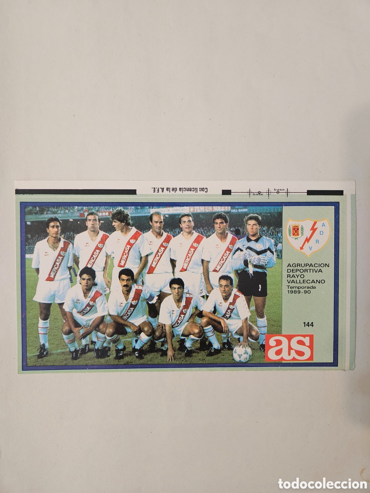 Cromos de f&uacute;tbol: RAYO VALLECANO ALINEACION AS 89 90 CROMOS 1989 1990 FUTBOL LIGA - SIN PEGAR - 144