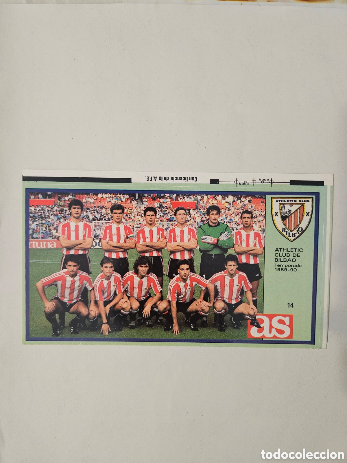 Cromos de f&uacute;tbol: CROMO ASES LIGA 1989 1990 14 ALINEACION ATHLETIC CLUB BILBAO - SIN PEGAR ALBUM 89 90 AS 17 X 10 CMS