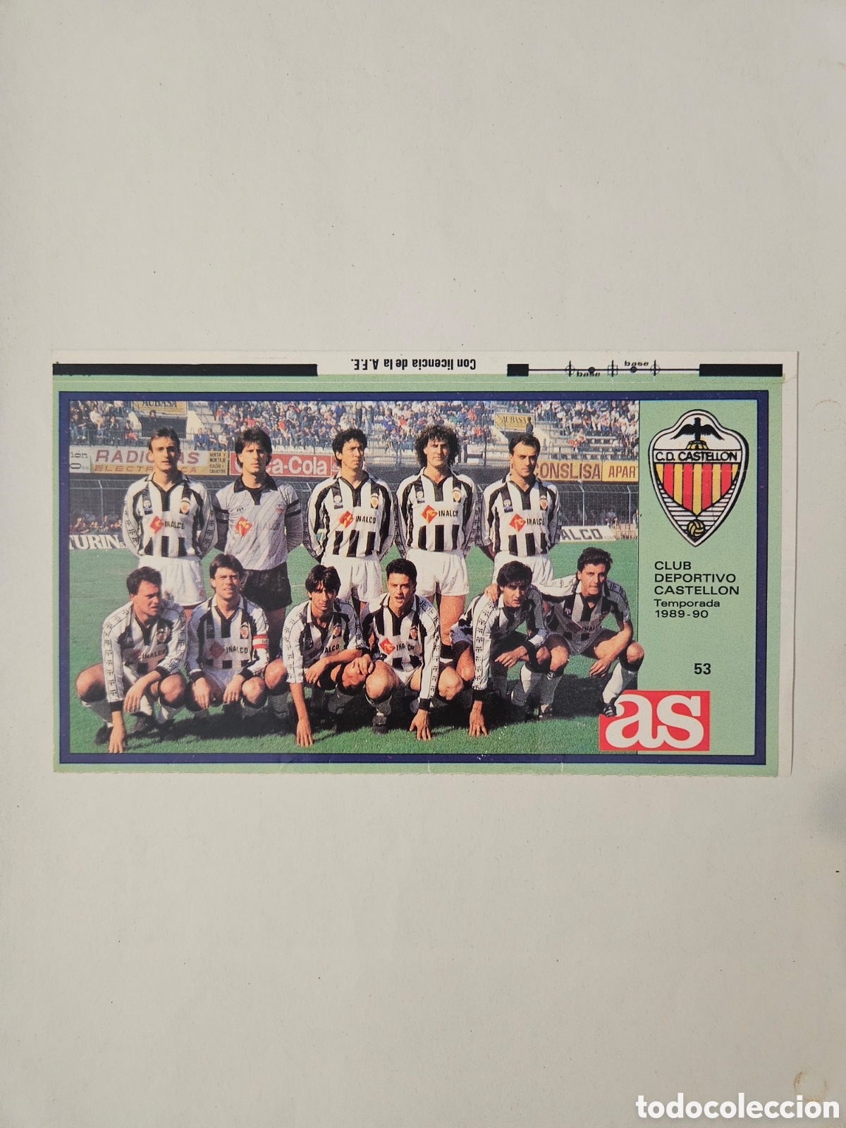 Cromos de f&uacute;tbol: CASTELLON 53 ALINEACION AS 1989 1990 -89 90 - SIN PEGAR