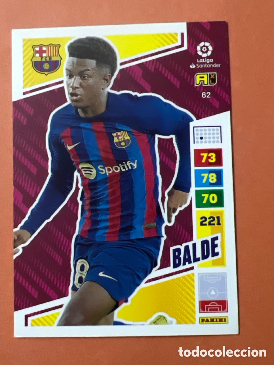 Cromos de f&uacute;tbol: C6585. ADRENALYN XL 2022-2023 (N&ordm; 62 BALDE - F.C. BARCELONA)