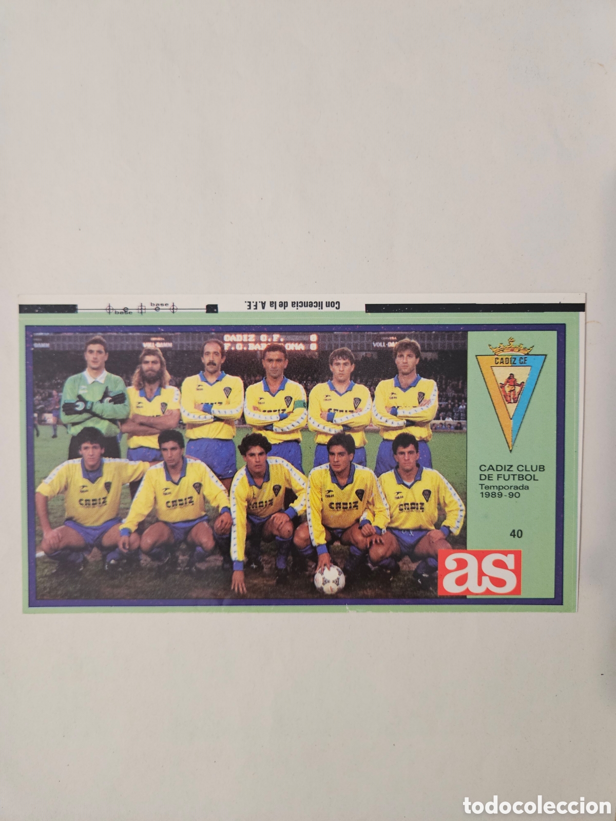 Cromos de f&uacute;tbol: CADIZ 40 ALINEACION AS 1989 1990 -89 90 - SIN PEGAR