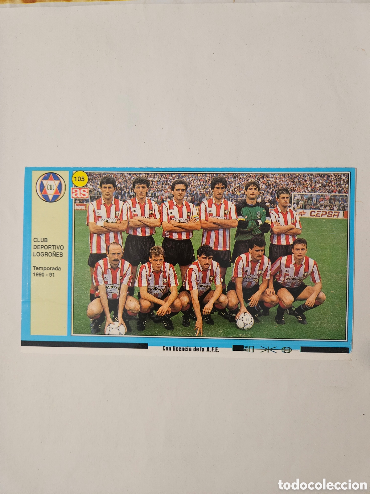 Cromos de Futebol: Logro&ntilde;&eacute;s - N&ordm; 105, Equipo - AS - Ases de Liga 1990-1991, 90-91 - Nunca pegado adhesivo