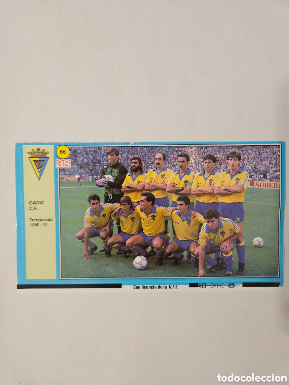 Cromos de f&uacute;tbol: 66 alineaci&oacute;n C&aacute;diz ases de la liga 90 91 sin pegar