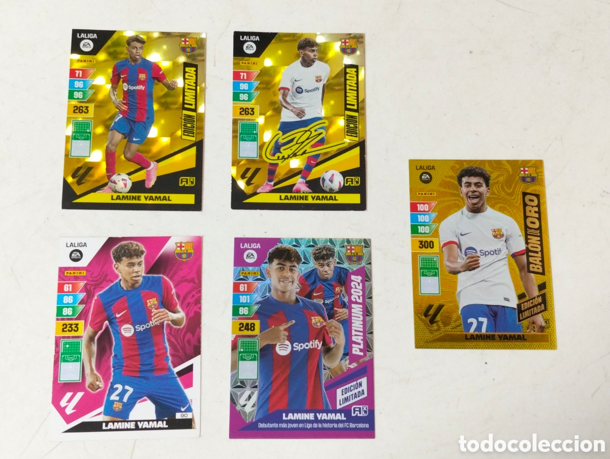 Cromos de f&uacute;tbol: Lote de LAMINE YAMAL ( 5 en total de Adrenalyn 2023-2024 )