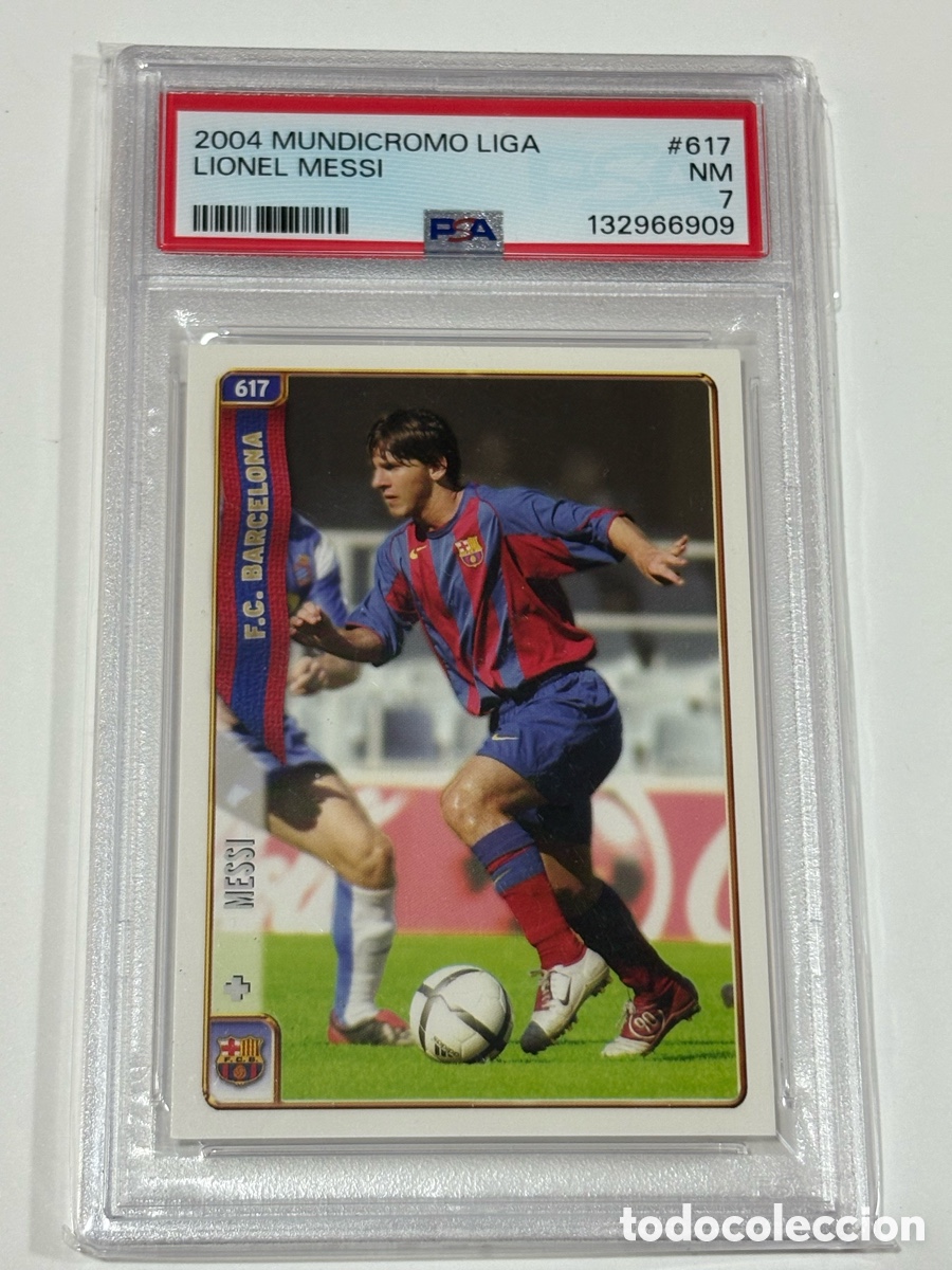 Cromos de f&uacute;tbol: Leo Messi 617 PSA 7 Rookie Fichas 2004 2005 Mundicromo Barcelona 04 05 Lionel