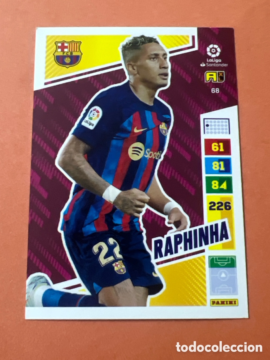 Cromos de f&uacute;tbol: C6603. PANINI ADRENALYN XL LIGA SANTANDER 2022 2023 22 23 &ndash; N&ordm; 68 RAPHINHA FC BARCELONA