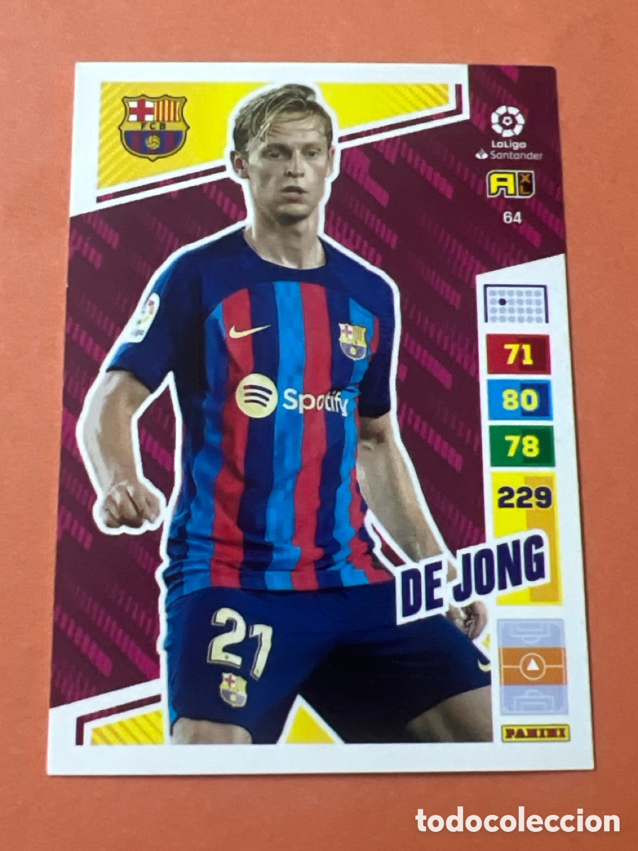 Cromos de f&uacute;tbol: C6604. 64 De Jong n&uacute;mero 64 del Barcelona cromo Adrenalyn XL 22-23 2022-2023