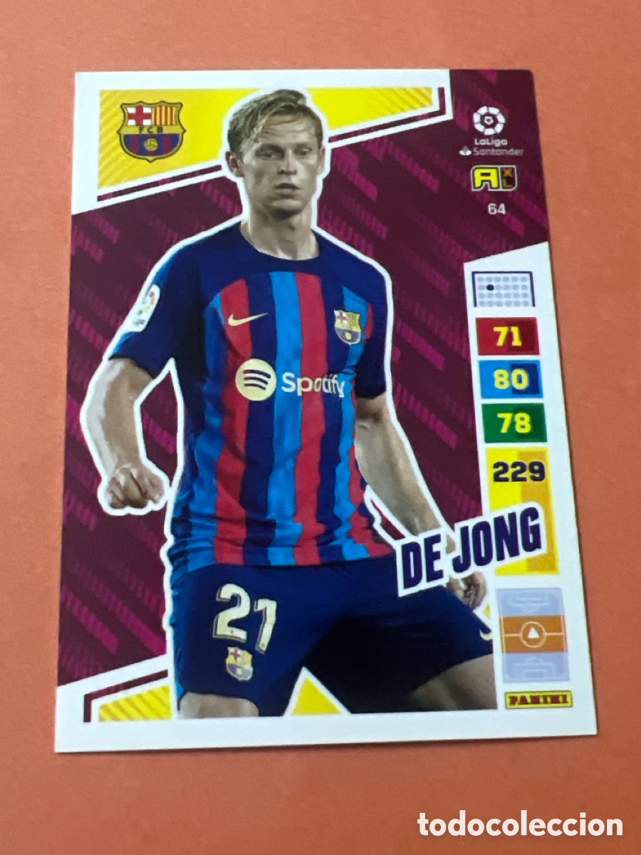 Cromos de f&uacute;tbol: C6605. 64 De Jong n&uacute;mero 64 del Barcelona cromo Adrenalyn XL 22-23 2022-2023