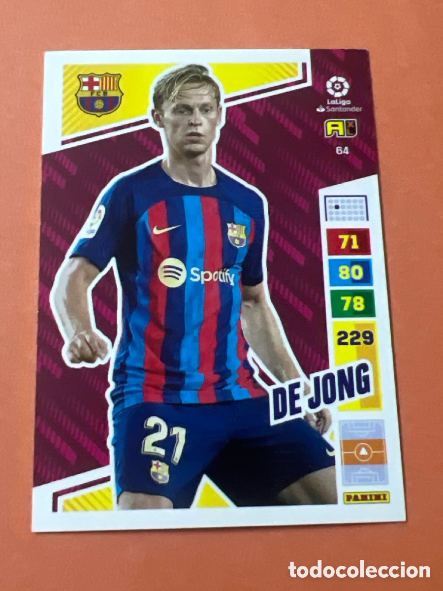 Cromos de f&uacute;tbol: C6606. 64 De Jong n&uacute;mero 64 del Barcelona cromo Adrenalyn XL 22-23 2022-2023