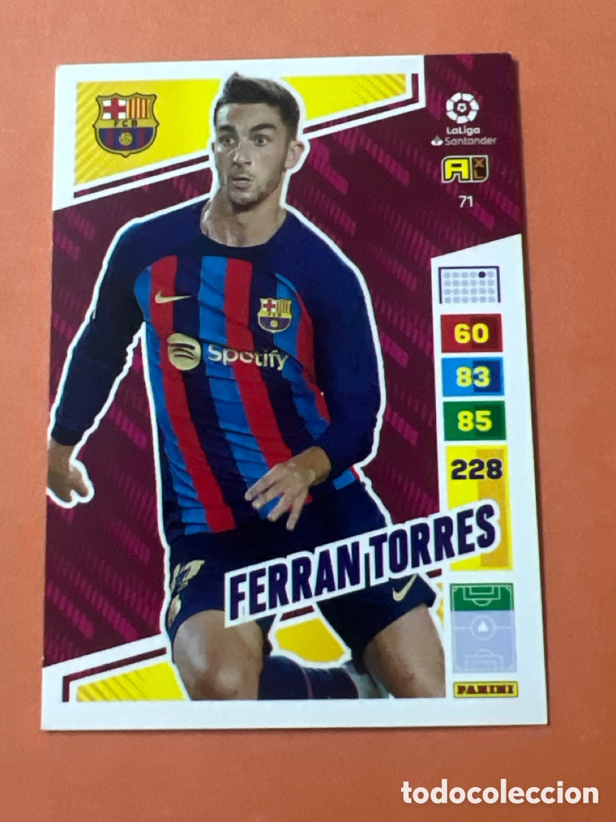 Fu&szlig;ball-Sticker: C6617. 71 FERRAN TORRES FC BARCELONA 2022 2023 ADRENALYN XL 22 23 LIGA FICHAS CARDS