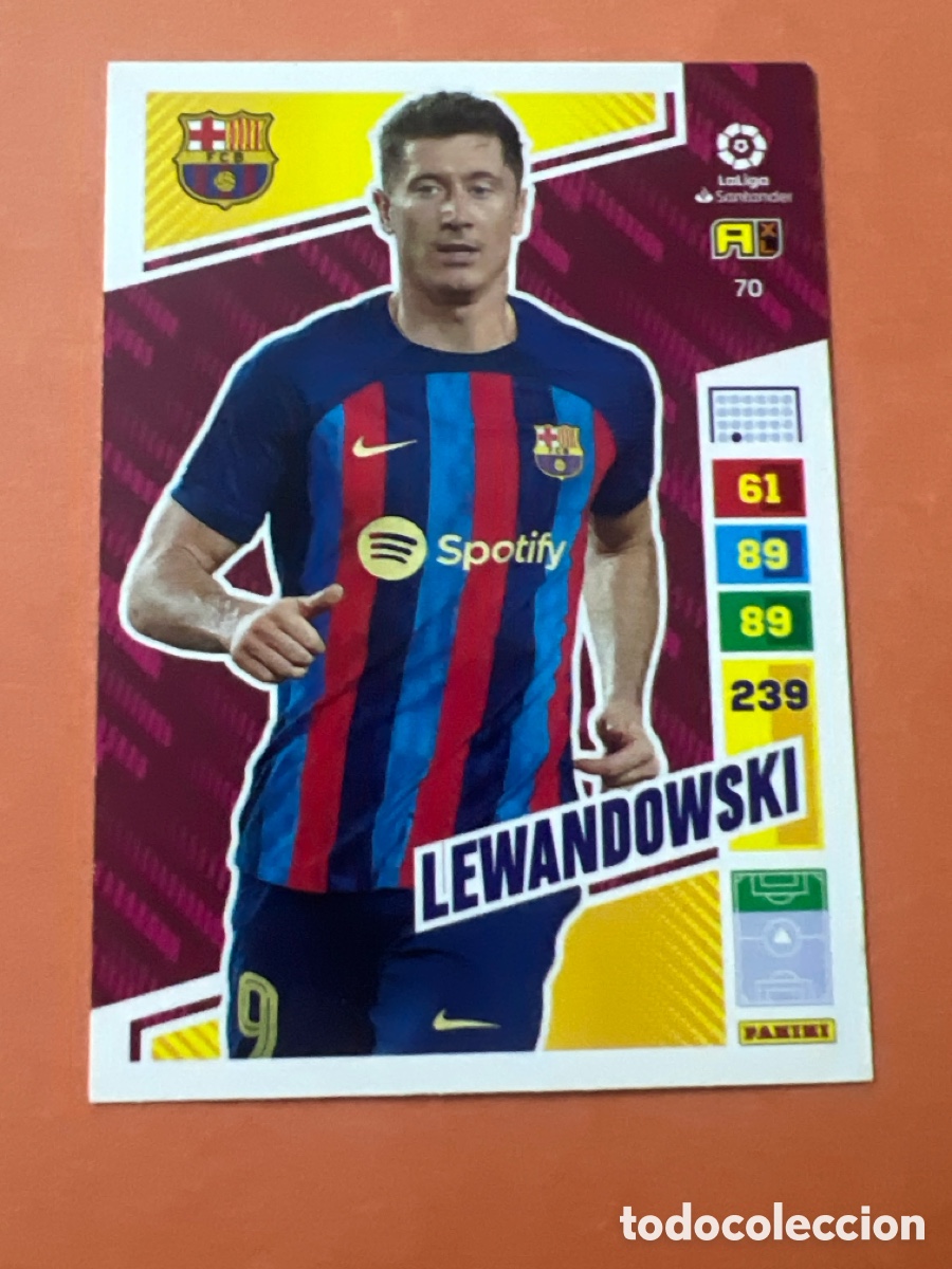 Cromos de f&uacute;tbol: C6623. Lewandowski N&ordm; 70 Bar&ccedil;a (Barcelona) La Liga Santander Adrenalyn XL 2022 2023 Panini 22 23
