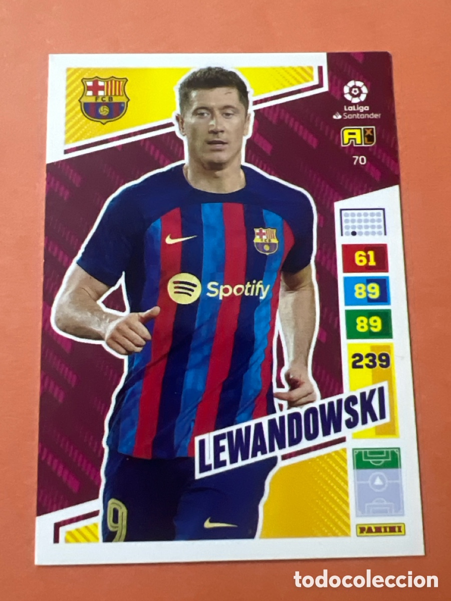 Cromos de f&uacute;tbol: C6624. Lewandowski N&ordm; 70 Bar&ccedil;a (Barcelona) La Liga Santander Adrenalyn XL 2022 2023 Panini 22 23