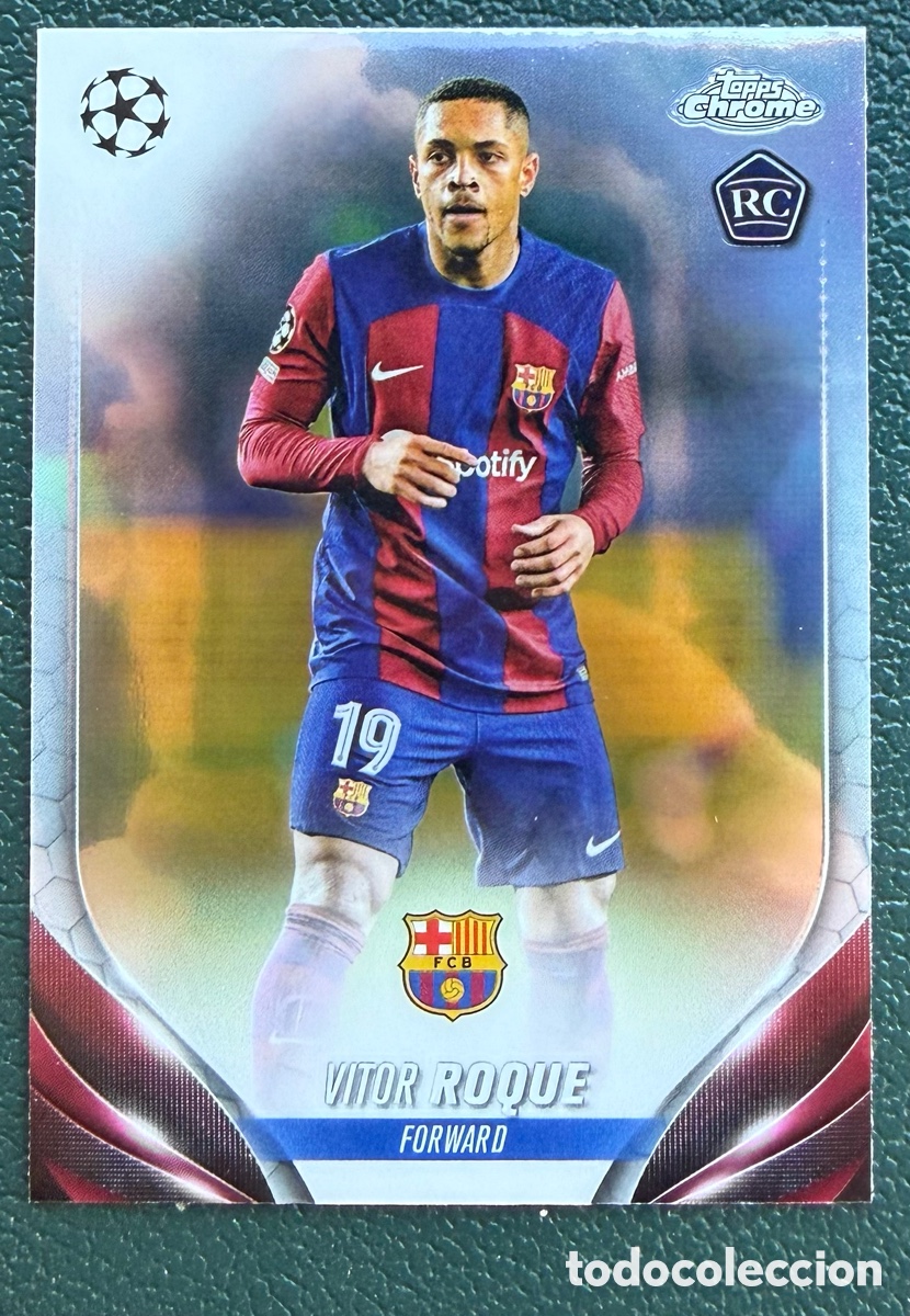 Fu&szlig;ball-Sticker: 28 VITOR ROQUE REFRACTOR FC BARCELONA ALBUM TOPPS CHROME UEFA CLUB COMPETITIONS 2023 2024 23 24
