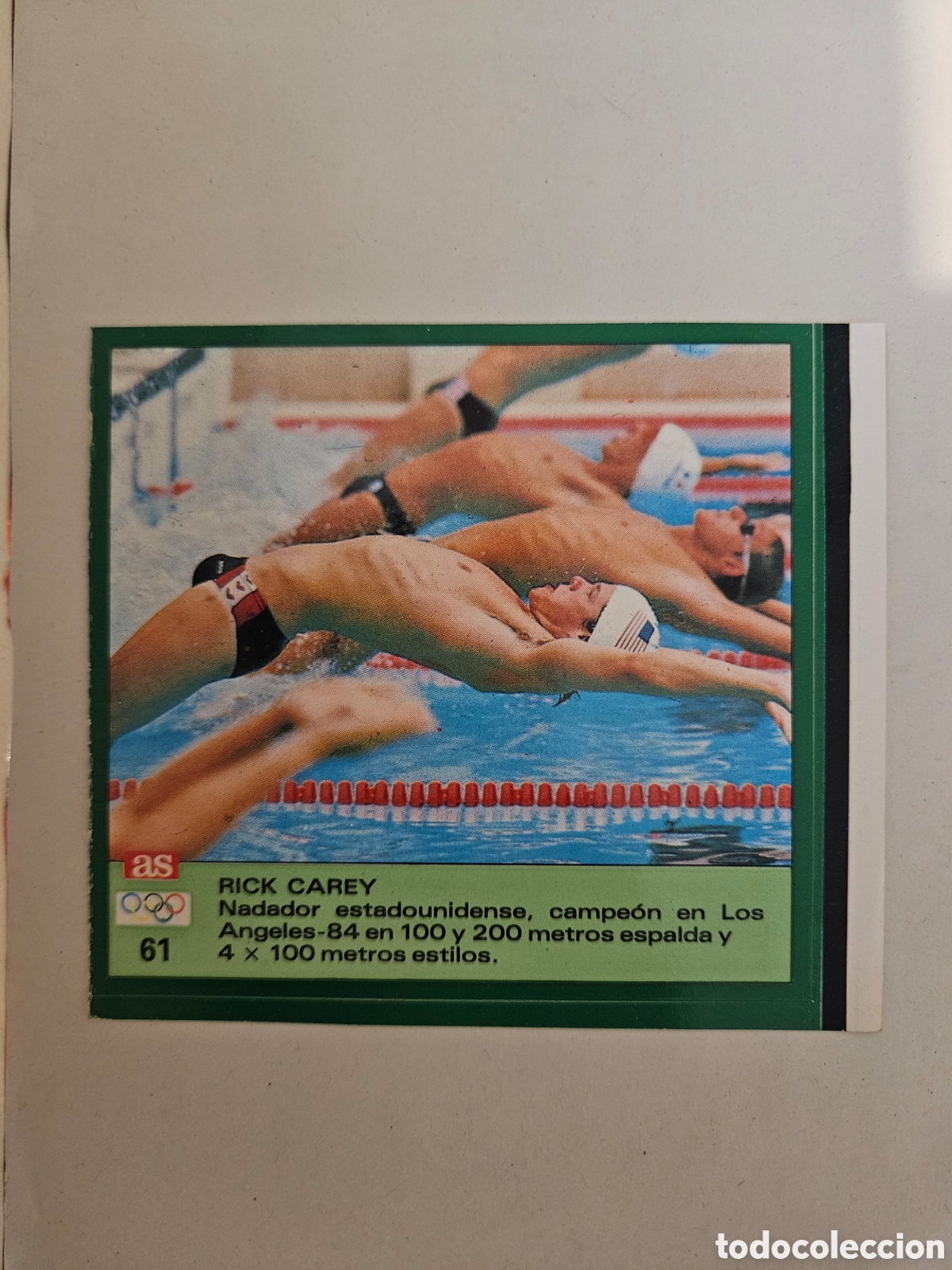 Cromos de f&uacute;tbol: 61 RICK CAREY NATACION AS ASES OLIMPICOS SEUL 1988 CROMO 88 - SIN PEGAR