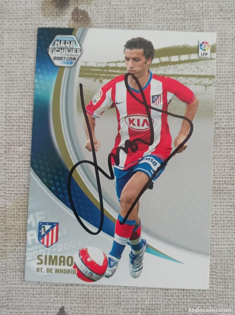 Cromos de f&uacute;tbol: Cromo firmado Simao Atc Madrid
